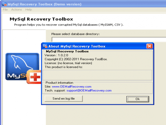 MySql Recovery Toolbox Screenshot 1