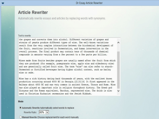 Dr Essay Article Rewriter Screenshot 1