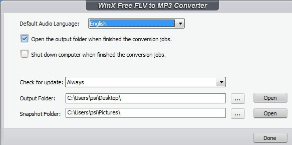 WinX Free FLV to MP3 Converter Screenshot 1