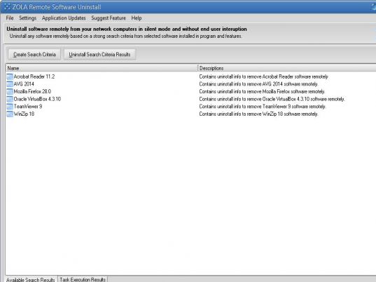 ZOLA Remote Software Uninstall Screenshot 1
