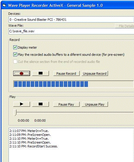 Wave Player Recorder ActiveX Screenshot 1