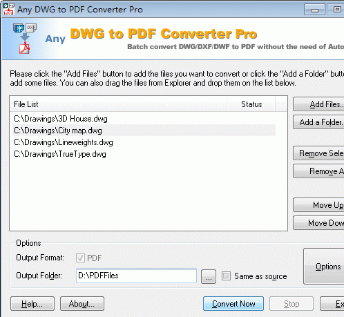 DWG to PDF Converter Pro 2009.3 Screenshot 1