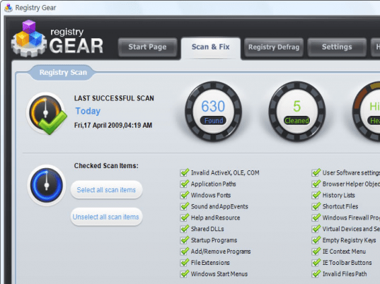 Registry Gear Screenshot 1
