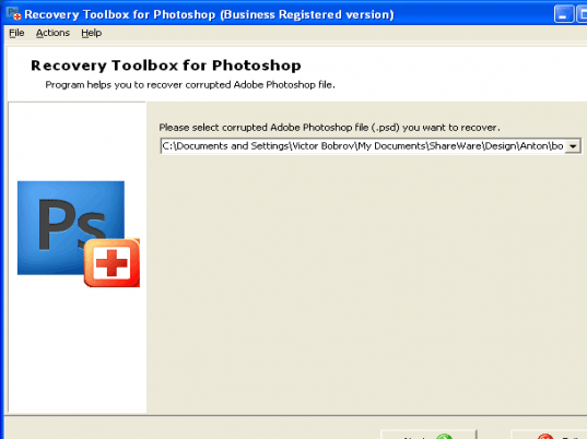 Recovery Toolbox for Photoshop Screenshot 1