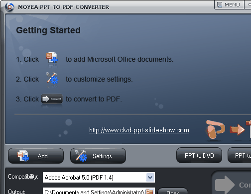 Moyea Free PPT to PDF Converter Screenshot 1