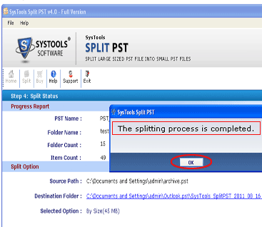 Cut PST File Screenshot 1