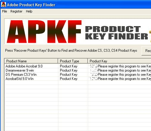 APKF Product Key Finder Screenshot 1