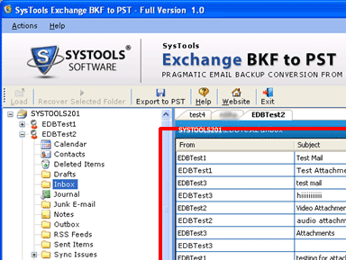 Export Exchange BKF to PST Software Screenshot 1