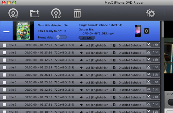 MacX iPhone DVD Ripper Screenshot 1