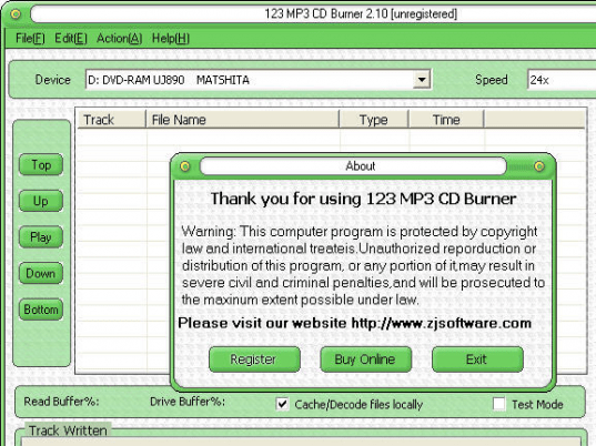 123 MP3 CD Burner Screenshot 1