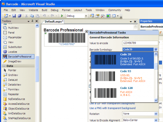 ASP.NET Barcode Professional Screenshot 1