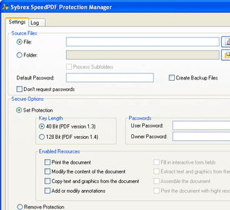 Sybrex SpeedPDF Protection Manager Screenshot 1