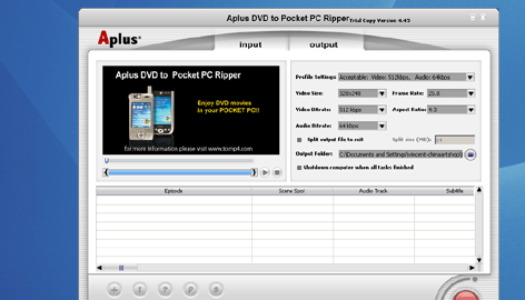 Aplus DVD to Pocket PC Ripper Screenshot 1