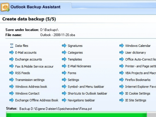 Outlook Backup Assistant Screenshot 1