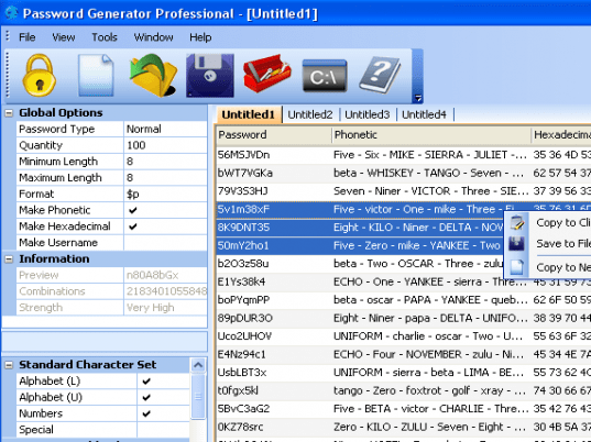 Password Generator Professional 2006 Screenshot 1