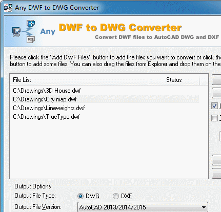 DWF to DWG Converter 2008.1 Screenshot 1