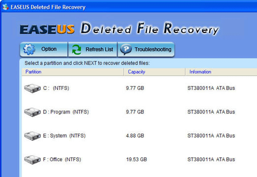 EASEUS Deleted File Recovery Screenshot 1