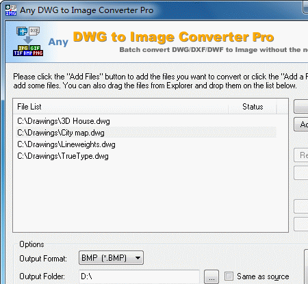 DWG to JPG Converter Pro 2008.3 Screenshot 1
