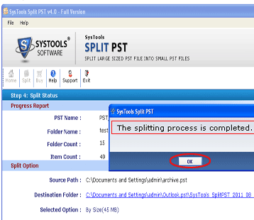 Split Outlook File Screenshot 1