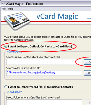Export vCard from Outlook 2007 Screenshot 1
