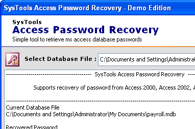 Recover MS Access Password Screenshot 1