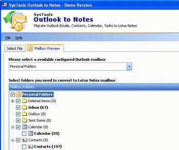 Outlook to Notes Migration Screenshot 1