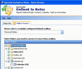 Convert Outlook PST File to Lotus Notes Screenshot 1