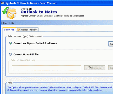 Export Outlook Inbox to Lotus Screenshot 1