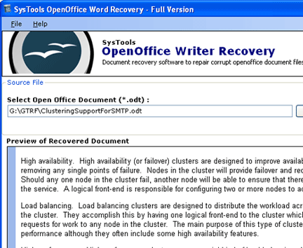 Repair Damage Open Office File Screenshot 1