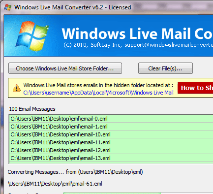 Windows 7 Mail to Outlook Screenshot 1
