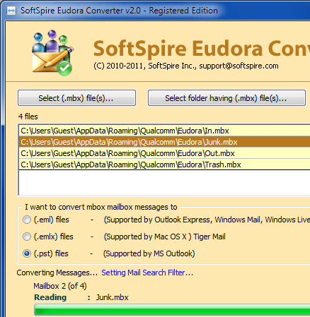 Eudora to Outlook 2010 Screenshot 1
