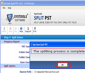 MS Outlook PST Splitter Screenshot 1