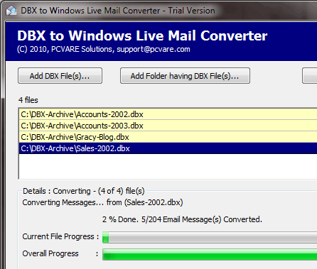 Import DBX File to Windows Live Mail Screenshot 1