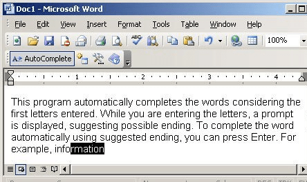 AutoComplete for MS Word Screenshot 1
