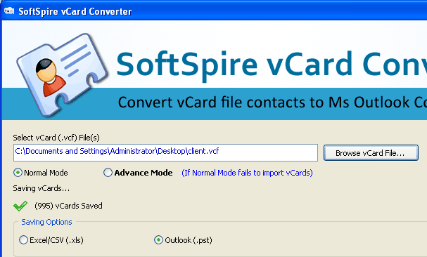 vCard Contact Converter Screenshot 1