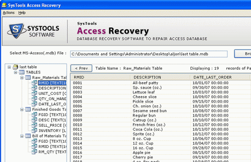 Microsoft Access File Reader Screenshot 1