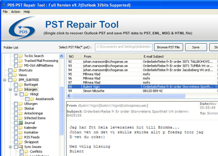 Extract Outlook PST Email Screenshot 1