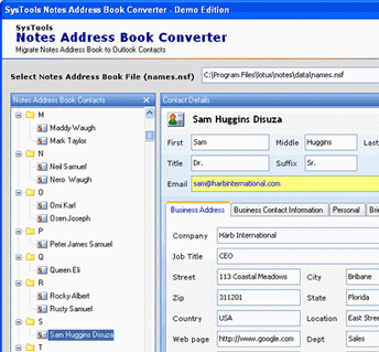 Access Notes Address Book in Outlook Screenshot 1