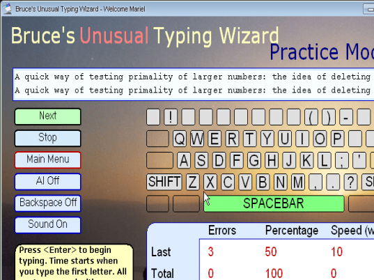 Bruce's Unusual Typing Wizard Screenshot 1