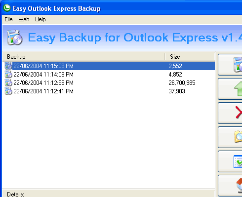 Backup for Outlook Express Screenshot 1