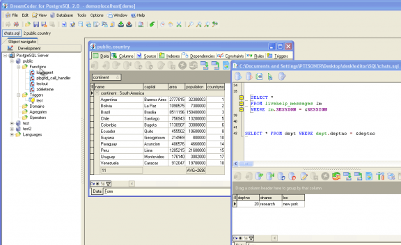 DreamCoder for PostgreSQL Freeware Screenshot 1
