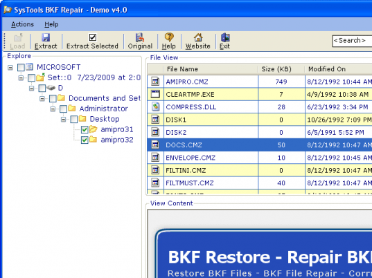 Open BKF in VISTA Screenshot 1