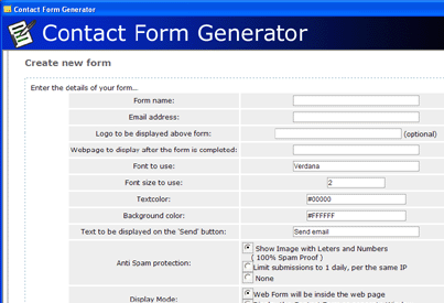 Contact Form Generator Screenshot 1