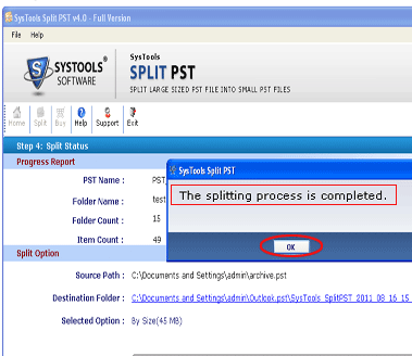 Split Outlook PST File Screenshot 1