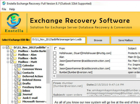Exchange Mailbox Recovery Screenshot 1