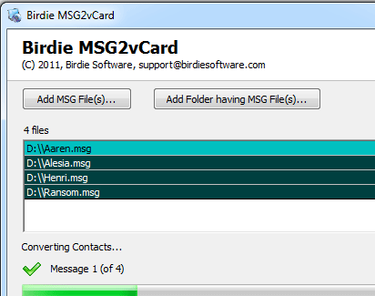 Convert MSG to vCard Mac Screenshot 1