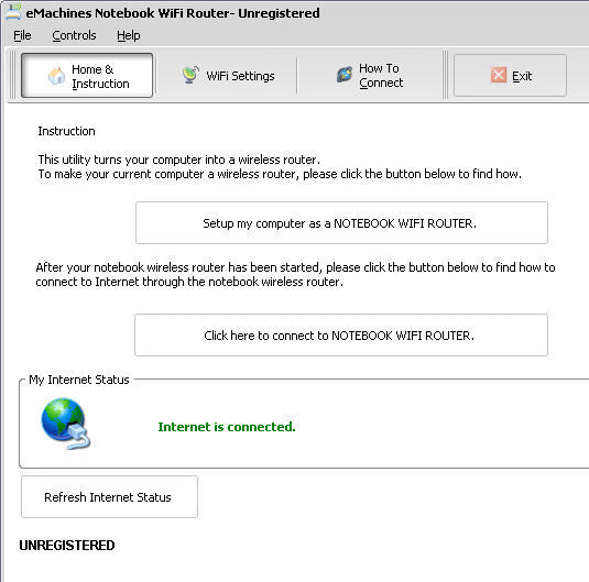 eMachines Notebook WiFi Router Screenshot 1