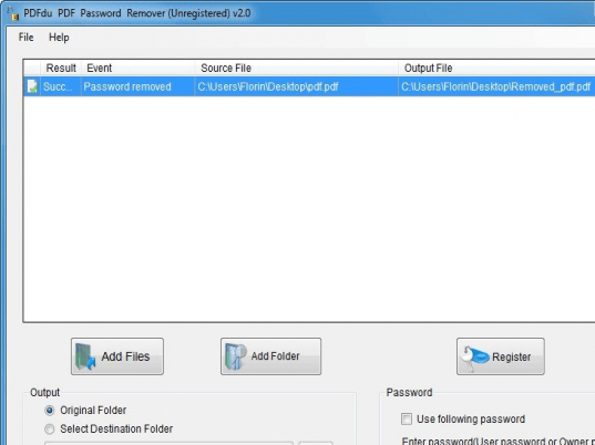 PDFdu PDF Password Remover Screenshot 1