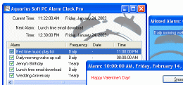 Aquarius Soft PC Alarm Clock Pro Screenshot 1