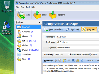SMSCaster E-Marketer - Send your own SMS from PC Screenshot 1